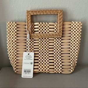 NEW Beige Wooden Beaded Del Mar Tote from Urban Expressions